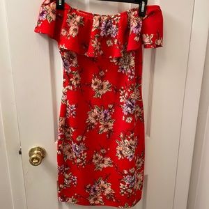 Floral Fitted Off-Shoulder Dress